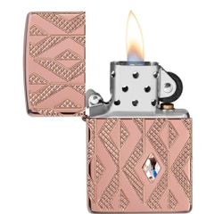 Bật Lửa ZIPPO - Armor - Geometric Diamond Pattern Design (Vân Kim Cương Vàng Hồng Đính Đá)