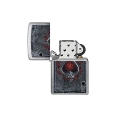 Bật Lửa ZIPPO - Classic - Antiqued Ace Design (Át Bích Đỏ Nứt)