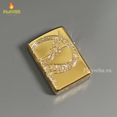 Bật Lửa ZIPPO - Luxury- Armor Red Eyed Dragon 360 Degree Engraving Gold Plate (Rồng Vàng)