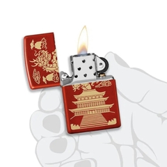 Bật Lửa ZIPPO - Classic - Eastern Design (Rồng Chùa Đỏ Meta)