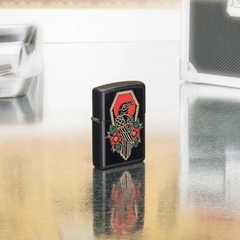 Bật Lửa ZIPPO - Classic - Crow Tattoo Design ( Chim Hoa Đỏ )