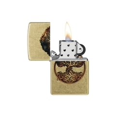 Bật Lửa ZIPPO - Classic - Knotted Tree of Life Design (Cây Sự Sống Vàng Bụi)