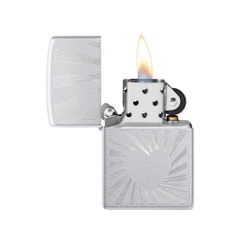Bật Lửa ZIPPO - Classic - Love Radiates Design ( Trái Tim Bạc Satin )