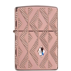 Bật Lửa ZIPPO - Armor - Geometric Diamond Pattern Design (Vân Kim Cương Vàng Hồng Đính Đá)