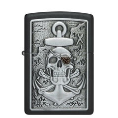 Bật Lửa ZIPPO - Classic - Skull Anchor Emblem Design (Đầu Lâu Mỏ Neo)