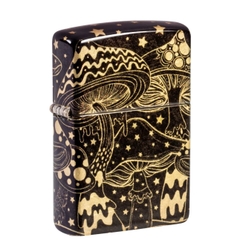 Bật Lửa ZIPPO - Classic - Mushroom Drift Design (Nấm Vàng Nền Đen)