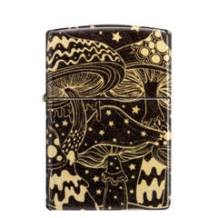 Bật Lửa ZIPPO - Classic - Mushroom Drift Design (Nấm Vàng Nền Đen)