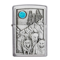 Bật Lửa ZIPPO - Classic - Wolf Pack and Moon Emblem Design (Bầy Sói Và Mặt Trăng)