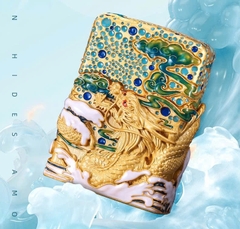 Zippo - Bản Độ - Rồng Vàng Ngọc Xanh