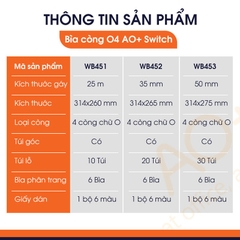 Bìa Còng Switch ON Kèm Phân Trang, Túi Sơ Mi Lỗ