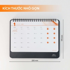 Lịch Để Bàn Năm 2024 AO+ viền sóng Có Ngày Âm Nhỏ Gọn Phong Cách Tối Giản, Hiện Đại (Đế Nhựa/ 6 Màu)