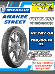 MICHELIN ANAKEE STREET 100/80-14 - VỎ KHÔNG RUỘT