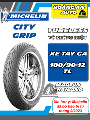 MICHELIN CITY GRIP 100/90-12 - VỎ KHÔNG RUỘT