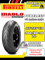 PIRELLI ROSSO SCOOTER 100/90-10 - VỎ KHÔNG RUỘT
