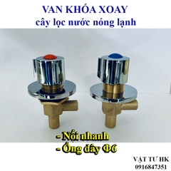 1 Cặp Củ khóa xoay Nóng + Lạnh + 4 cút góc 6-6 dùng cho cây lọc nước nóng lạnh gia đình