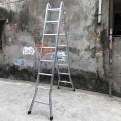 Thang nhôm NiNDA  ND-209 gấp chữ A 2m5, duỗi thẳng 5m