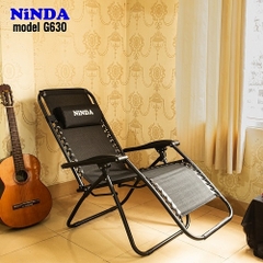 Ghế xếp thư giãn NiNDA G630 gấp gọn cao cấp, khung thép chắc chắn.