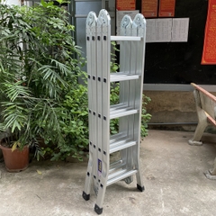 Thang nhôm Ninda ND-405 gấp chữ M, cao 5m7