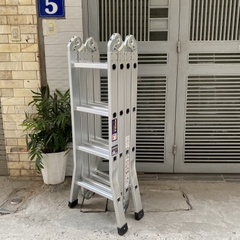 Thang nhôm Ninda ND-404 gấp chữ M, cao 4m7