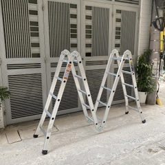 Thang nhôm Ninda ND-405 gấp chữ M, cao 5m7