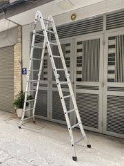 Thang nhôm Ninda ND-405 gấp chữ M, cao 5m7