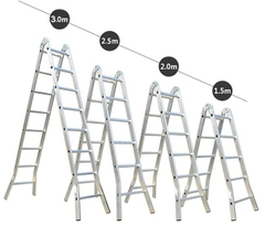 Thang nhôm NiNDA  ND-209 gấp chữ A 2m5, duỗi thẳng 5m