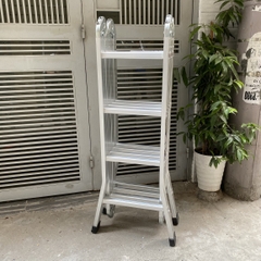 Thang nhôm Ninda ND-404 gấp chữ M, cao 4m7
