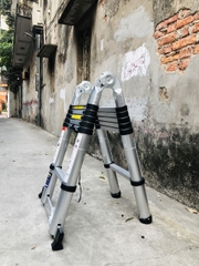 Thang nhôm rút gọn đai đen NiNDA ND-38AI chữ A 1m9, duỗi 3m8