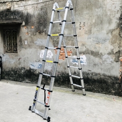 Thang nhôm rút gọn đai đen NiNDA ND-50AI chữ A 2m5, duỗi 5m