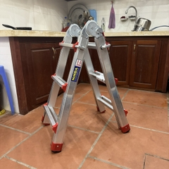 Thang nhôm chữ A rút lồng NiNDA ND-RL03, chữ A cao tối đa 1m4