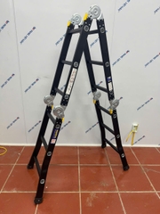 Thang nhôm NiNDA NDB-403 gấp chữ M, cao 3m7, thang chuyên dụng cho thợ điều hòa, điện lạnh