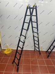 Thang nhôm NiNDA NDB-405 gấp chữ M, cao 5m7, thang chuyên dụng cho thợ điều hòa, điện lạnh