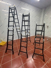 Thang nhôm NiNDA NDB-404 gấp chữ M, cao 4m7, thang chuyên dụng cho thợ điều hòa, điện lạnh