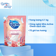 Nước giặt xả Clara - Hương hoa nắng ban mai - Túi 4,1kg