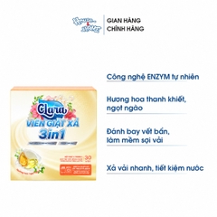 Viên giặt xả Clara  3in1 - Hương hoa ngọt ngào - Hộp 30 viên