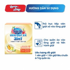 Viên giặt xả Clara  3in1 - Hương hoa ngọt ngào - Hộp 30 viên