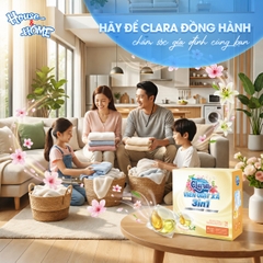 Viên giặt xả Clara  3in1 - Hương hoa ngọt ngào - Hộp 30 viên