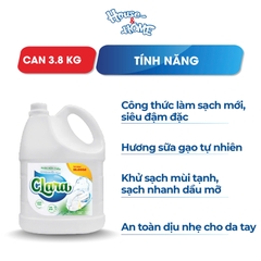 Nước rửa chén Clara - Hương sữa gạo - can 3.8kg