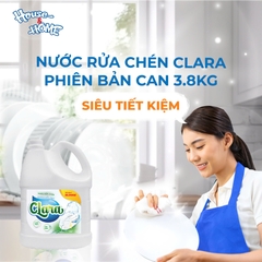 Nước rửa chén Clara - Hương sữa gạo - can 3.8kg