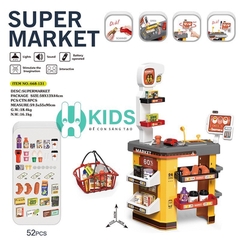 Đồ chơi siêu thị thế hệ mới 65 pcs cỡ đại bự kèm xe đẩy có quầy cà phê máy tính tiền, quẹt thẻ có nhạc cho bé