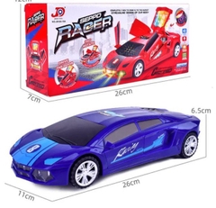 Đồ chơi xe đua ô tô điện có âm thanh, ánh sáng, có thể xoay 360, mở cửa tự động, cảm biến tránh chướng ngại vật
