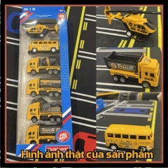 Bộ 6 Xe Công Trình Mini Cho Bé Chạy Đà Pull Back – Đồ Chơi Phương Tiện Xây Dựng