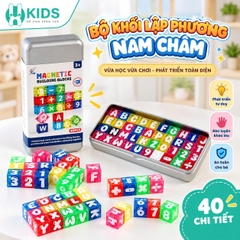 Bộ Đồ Chơi Khối Nam Châm Học Chữ Cái & Số 40 Chi Tiết (Hộp Thiếc) - XKIDS