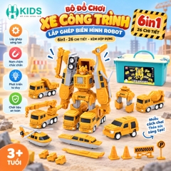 Bộ Đồ Chơi Xe Công Trình Lắp Ghép Biến Hình Robot 6in1 26 Chi Tiết