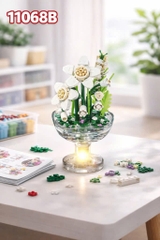 Bộ Xếp Hình Cốc Hoa Phát Sáng Khay 6 Hộp – Lắp Ráp Chậu Hoa Mini Có Đèn