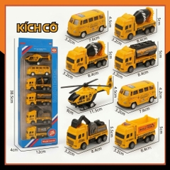 Bộ 6 Xe Công Trình Mini Cho Bé Chạy Đà Pull Back – Đồ Chơi Phương Tiện Xây Dựng