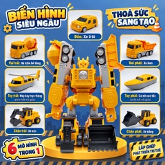 Bộ Đồ Chơi Xe Công Trình Lắp Ghép Biến Hình Robot 6in1 26 Chi Tiết