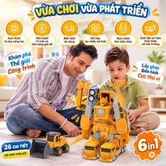Bộ Đồ Chơi Xe Công Trình Lắp Ghép Biến Hình Robot 6in1 26 Chi Tiết