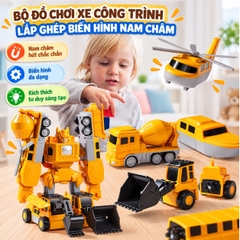 Bộ Đồ Chơi Xe Công Trình Lắp Ghép Biến Hình Robot 6in1 26 Chi Tiết