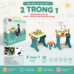 BÀN HỌC ĐA NĂNG 2IN1 CHO BÉ – Bàn Học Và Xếp Hình 2 Trong 1 88 Chi Tiết Cho Bé